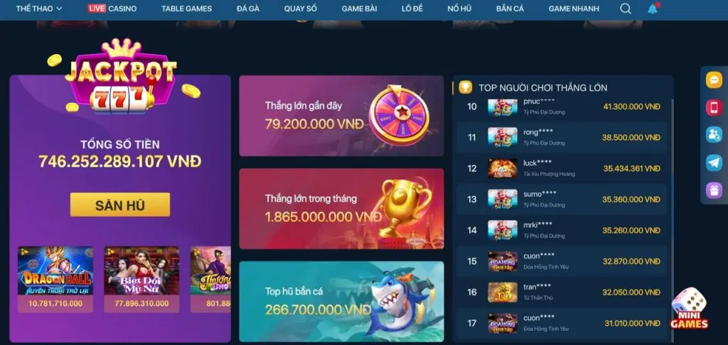 Hình ảnh các trò chơi đa dạng tại vic88